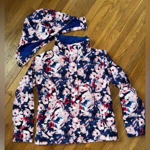 Roxy Blue Ski Jacket with Floral Accents - Women’s Size XL